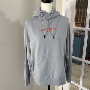 Carhartt Light Gray Hoodie with Red Accents